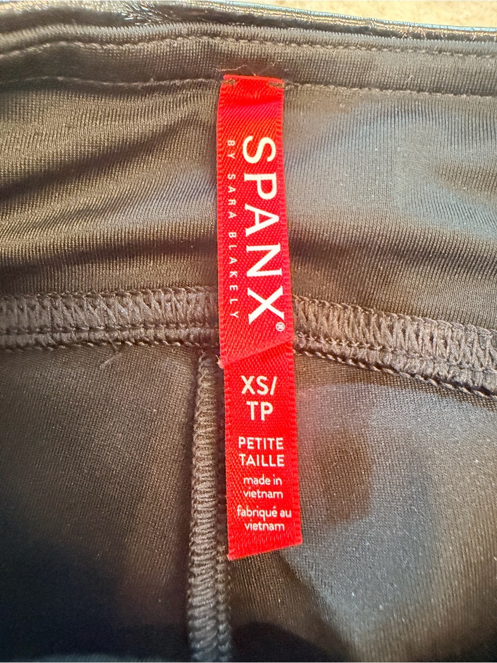 SPANX Black Faux Leather Leggings XS Petite High Rise Shaping XSP - Picture 3 of 10